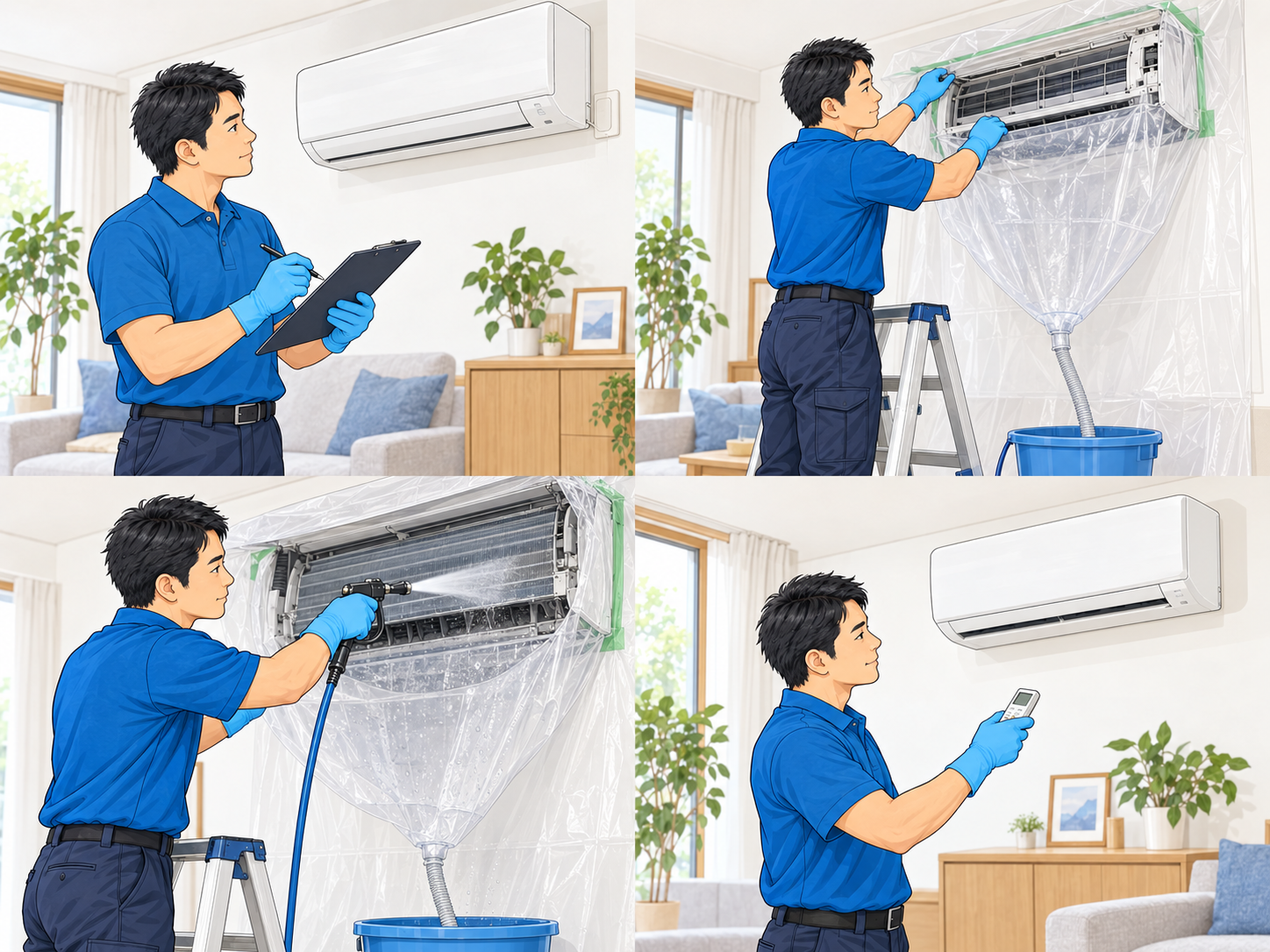 機種・動作を確認：トップの案内と同じスタッフによる作業イラスト