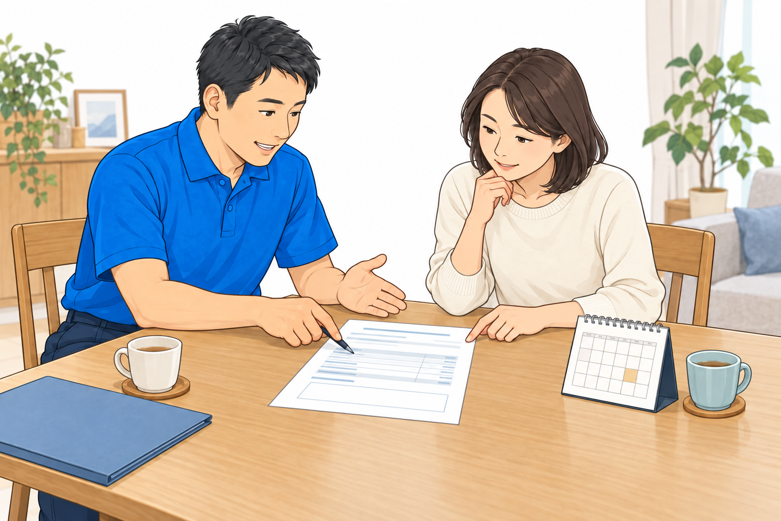 お客様と清掃内容・お見積もりを確認するイメージ