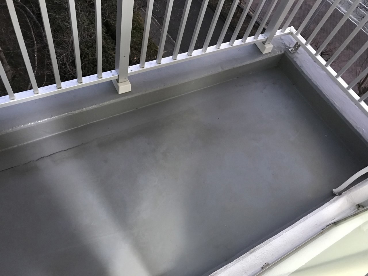 ベランダの床と手すり。